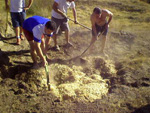 Mezcla de tierra con paja y agua